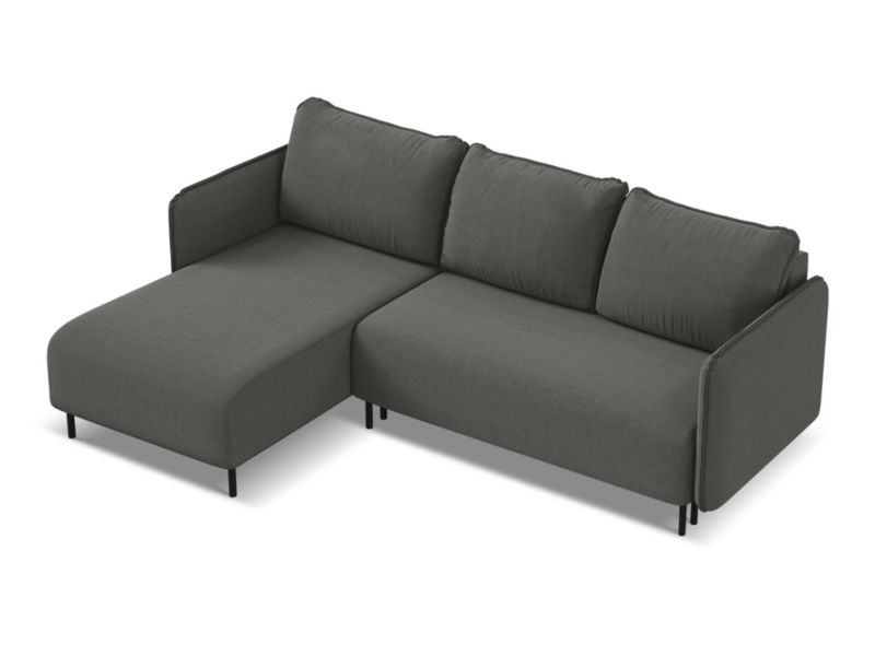 Narożnik lewostronny z funkcją spania Makamii Luana z weluru 236x162 cm stalowy 1 szt.