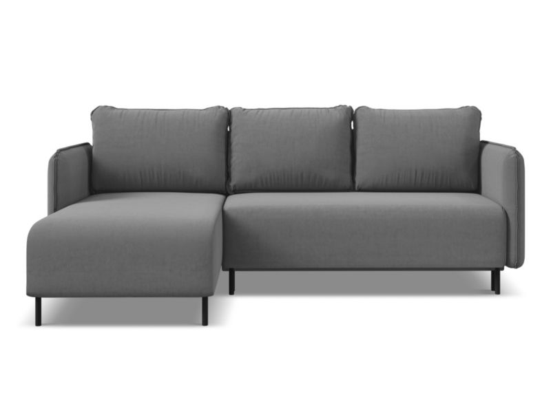 Narożnik lewostronny z funkcją spania Makamii Luana z weluru 236x162 cm szary 1 szt.