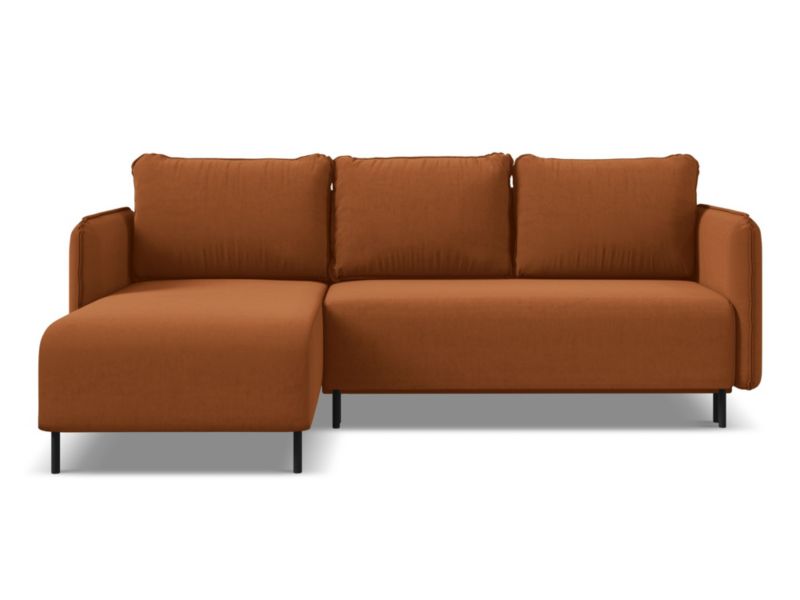 Narożnik lewostronny z funkcją spania Makamii Luana z weluru 236x162 cm terakota 1 szt.