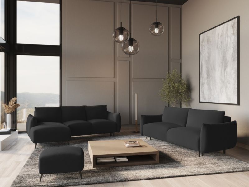 Narożnik lewostronny z funkcją spania Makamii Malie z tkaniny szenilowej 242x162 cm antracyt 1 szt.