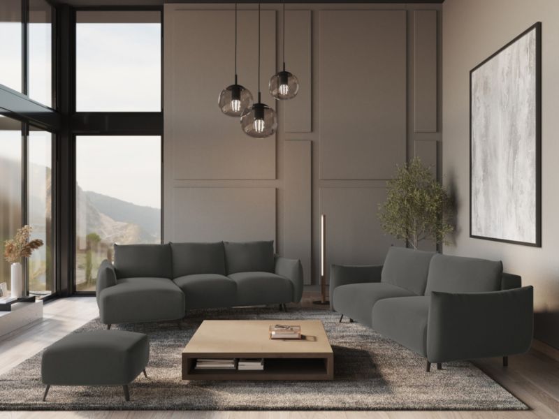 Narożnik lewostronny z funkcją spania Makamii Malie z weluru 242x162 cm stalowy 1 szt.