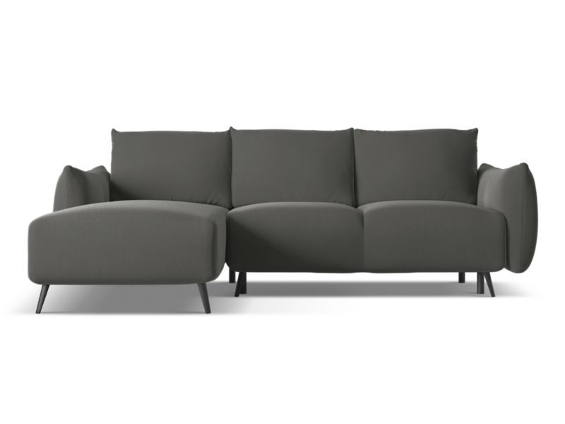 Narożnik lewostronny z funkcją spania Makamii Malie z weluru 242x162 cm stalowy 1 szt.