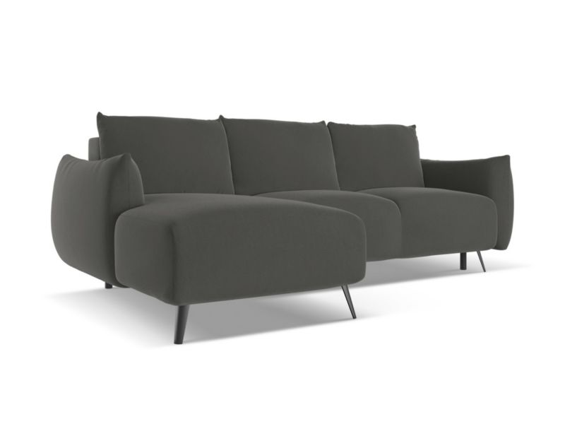 Narożnik lewostronny z funkcją spania Makamii Malie z weluru 242x162 cm stalowy 1 szt.