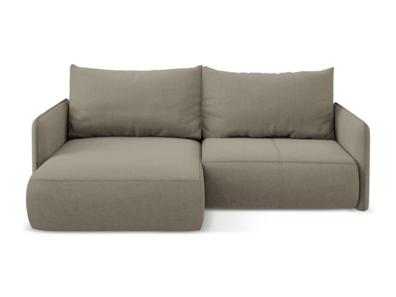 Narożnik lewostronny z funkcją spania Makamii Nanea z tkaniny strukturalnej 207x148 cm ciemny beż 1 szt.
