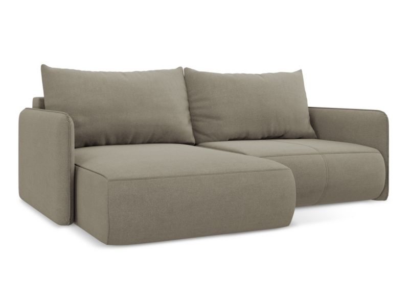 Narożnik lewostronny z funkcją spania Makamii Nanea z tkaniny strukturalnej 207x148 cm ciemny beż 1 szt.