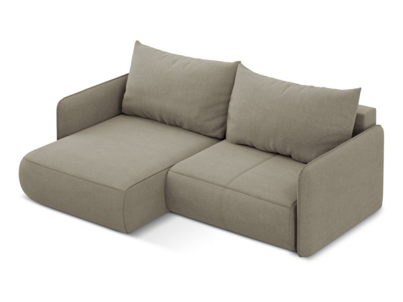 Narożnik lewostronny z funkcją spania Makamii Nanea z tkaniny strukturalnej 207x148 cm ciemny beż 1 szt.