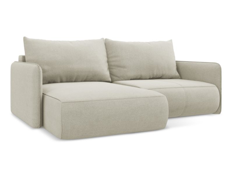 Narożnik lewostronny z funkcją spania Makamii Nanea z tkaniny strukturalnej 207x148 cm jasny beż 1 szt.