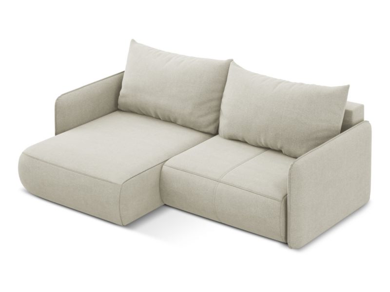 Narożnik lewostronny z funkcją spania Makamii Nanea z tkaniny strukturalnej 207x148 cm jasny beż 1 szt.