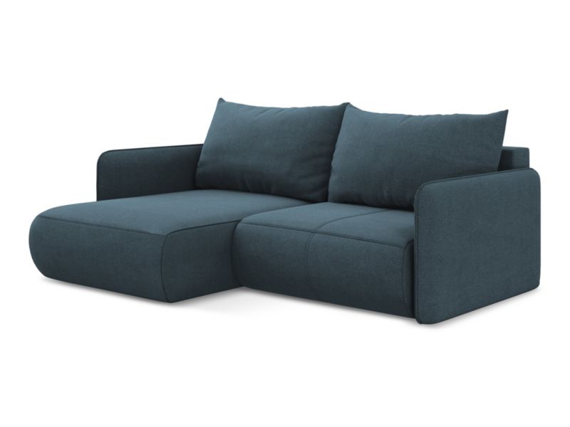 Narożnik lewostronny z funkcją spania Makamii Nanea z tkaniny strukturalnej 207x148 cm jeans 1 szt.