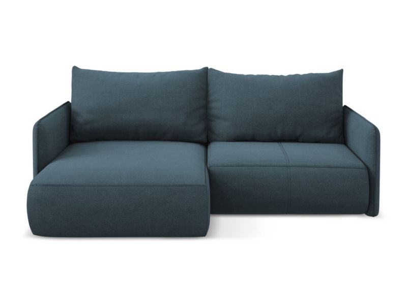 Narożnik lewostronny z funkcją spania Makamii Nanea z tkaniny strukturalnej 207x148 cm jeans 1 szt.