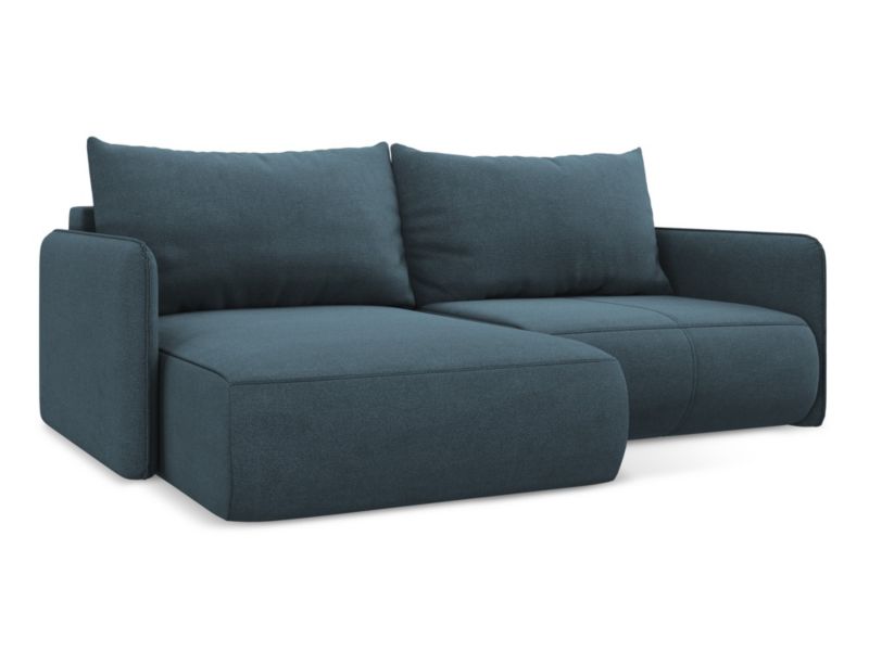 Narożnik lewostronny z funkcją spania Makamii Nanea z tkaniny strukturalnej 207x148 cm jeans 1 szt.