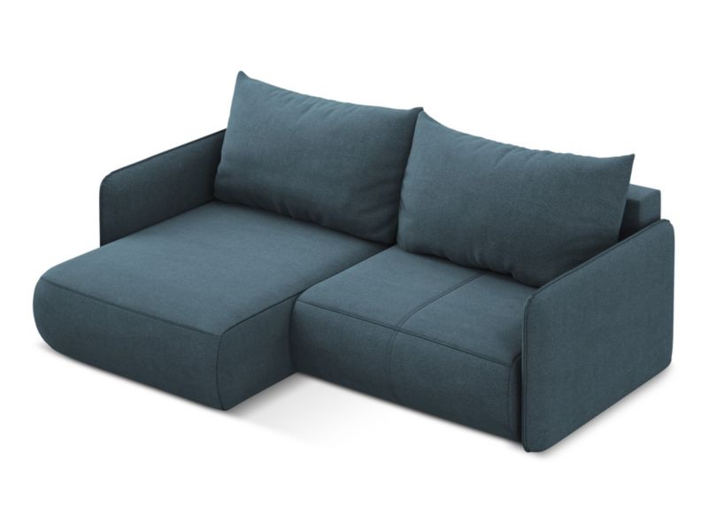 Narożnik lewostronny z funkcją spania Makamii Nanea z tkaniny strukturalnej 207x148 cm jeans 1 szt.