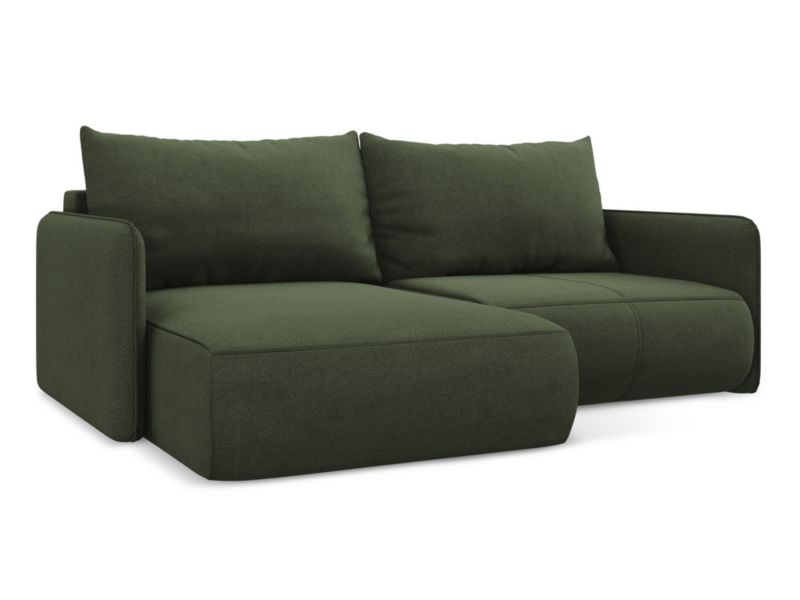 Narożnik lewostronny z funkcją spania Makamii Nanea z tkaniny strukturalnej 207x148 cm oliwkowy 1 szt.
