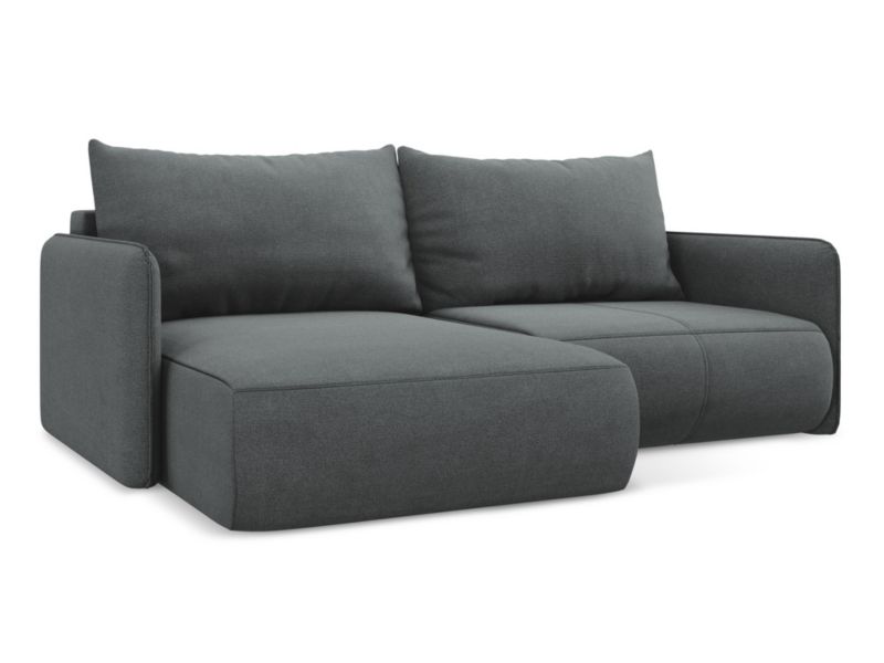 Narożnik lewostronny z funkcją spania Makamii Nanea z tkaniny strukturalnej 207x148 cm szary 1 szt.
