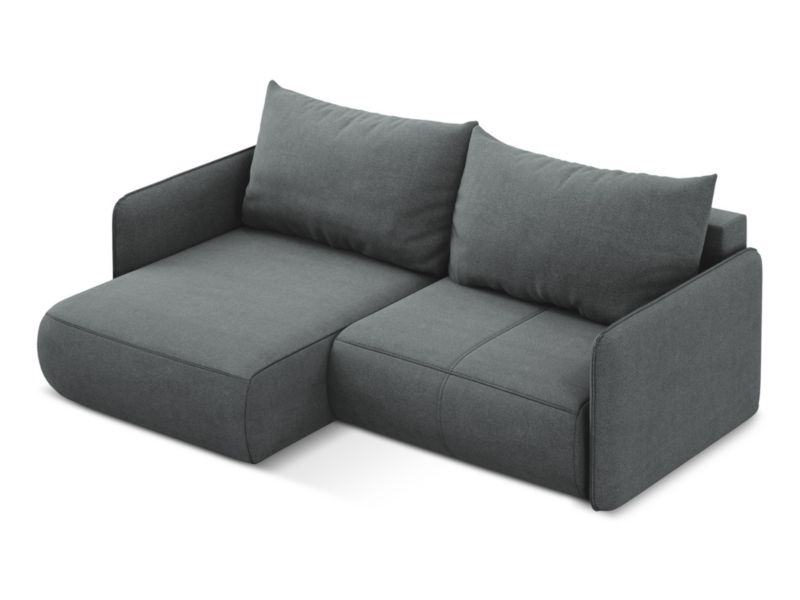 Narożnik lewostronny z funkcją spania Makamii Nanea z tkaniny strukturalnej 207x148 cm szary 1 szt.