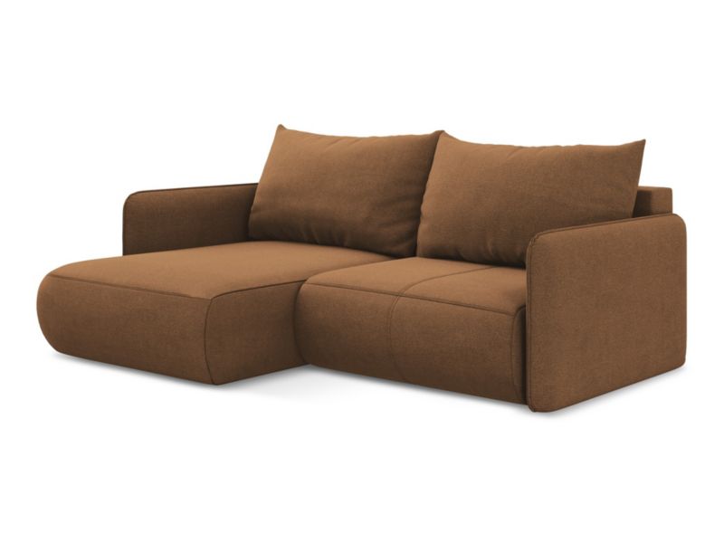 Narożnik lewostronny z funkcją spania Makamii Nanea z tkaniny strukturalnej 207x148 cm terakota 1 szt.