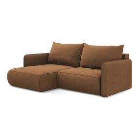 Narożnik lewostronny z funkcją spania Makamii Nanea z tkaniny strukturalnej 207x148 cm terakota 1 szt.