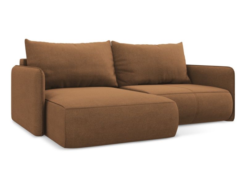 Narożnik lewostronny z funkcją spania Makamii Nanea z tkaniny strukturalnej 207x148 cm terakota 1 szt.