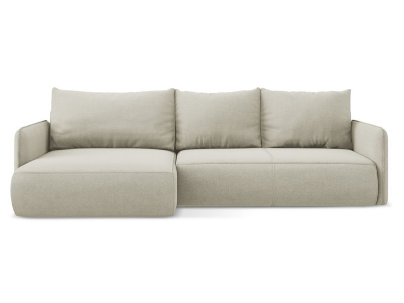 Narożnik lewostronny z funkcją spania Makamii Nanea z tkaniny strukturalnej 240x148 cm jasny beż 1 szt.