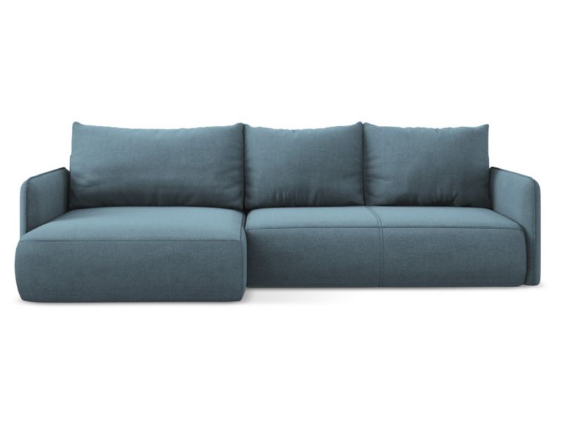 Narożnik lewostronny z funkcją spania Makamii Nanea z tkaniny strukturalnej 240x148 cm jasny niebieski 1 szt.