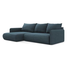 Narożnik lewostronny z funkcją spania Makamii Nanea z tkaniny strukturalnej 240x148 cm jeans 1 szt.
