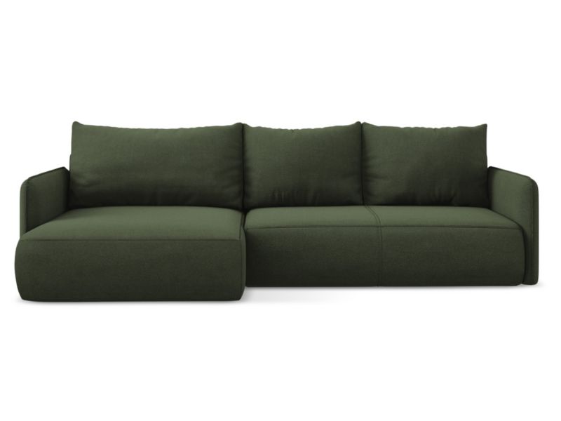 Narożnik lewostronny z funkcją spania Makamii Nanea z tkaniny strukturalnej 240x148 cm oliwkowy 1 szt.