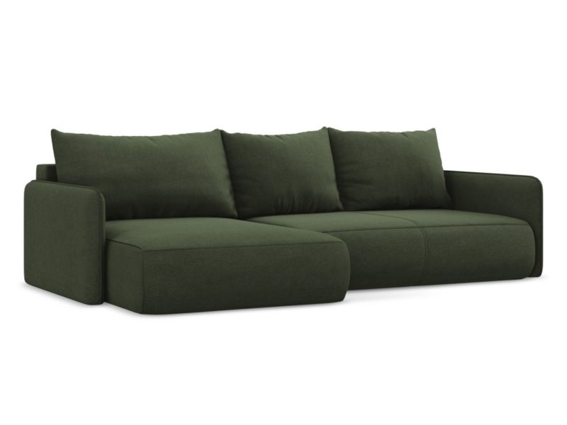 Narożnik lewostronny z funkcją spania Makamii Nanea z tkaniny strukturalnej 240x148 cm oliwkowy 1 szt.