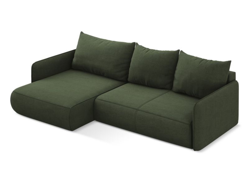 Narożnik lewostronny z funkcją spania Makamii Nanea z tkaniny strukturalnej 240x148 cm oliwkowy 1 szt.