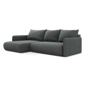 Narożnik lewostronny z funkcją spania Makamii Nanea z tkaniny strukturalnej 240x148 cm szary 1 szt.