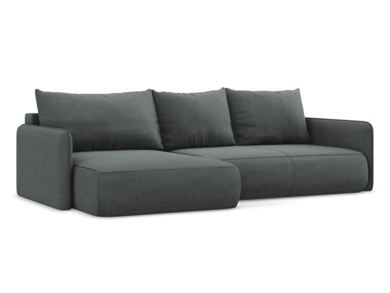 Narożnik lewostronny z funkcją spania Makamii Nanea z tkaniny strukturalnej 240x148 cm szary 1 szt.