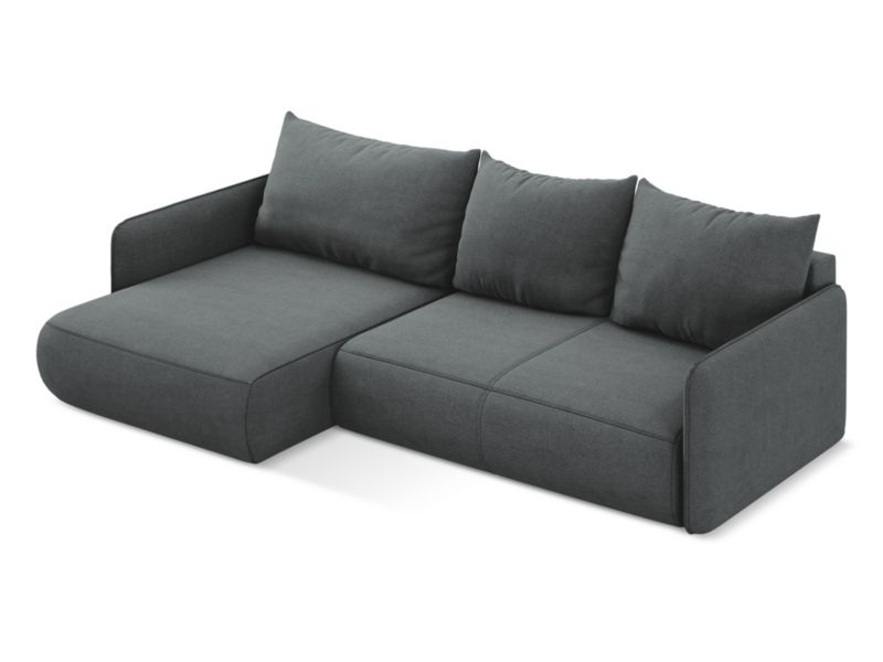 Narożnik lewostronny z funkcją spania Makamii Nanea z tkaniny strukturalnej 240x148 cm szary 1 szt.