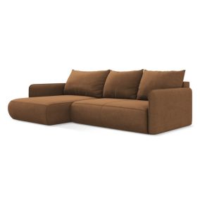 Narożnik lewostronny z funkcją spania Makamii Nanea z tkaniny strukturalnej 240x148 cm terakota 1 szt.