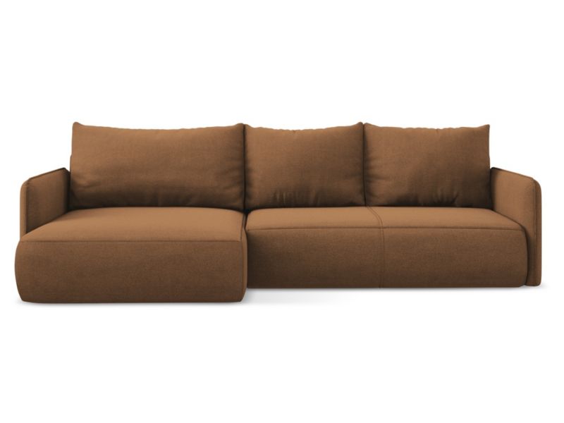 Narożnik lewostronny z funkcją spania Makamii Nanea z tkaniny strukturalnej 240x148 cm terakota 1 szt.