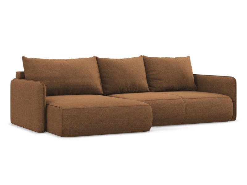 Narożnik lewostronny z funkcją spania Makamii Nanea z tkaniny strukturalnej 240x148 cm terakota 1 szt.