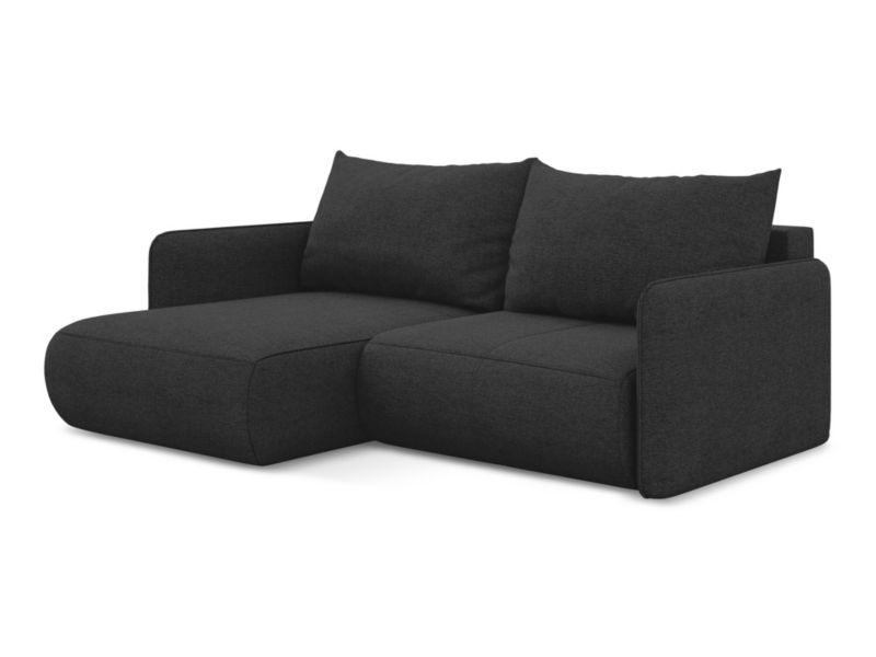 Narożnik lewostronny z funkcją spania Makamii Nanea z tkaniny szenilowej 207x148 cm antracyt 1 szt.