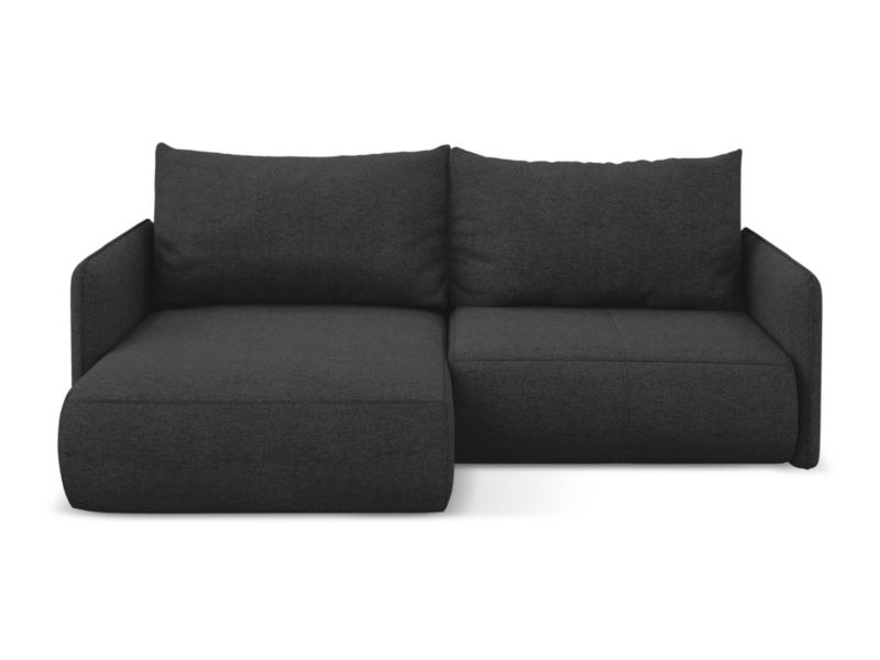 Narożnik lewostronny z funkcją spania Makamii Nanea z tkaniny szenilowej 207x148 cm antracyt 1 szt.