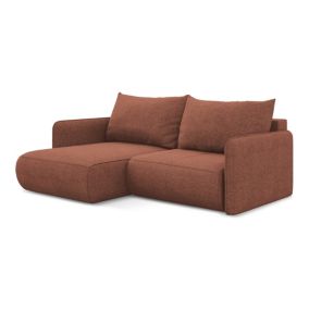 Narożnik lewostronny z funkcją spania Makamii Nanea z tkaniny szenilowej 207x148 cm brudny róż 1 szt.