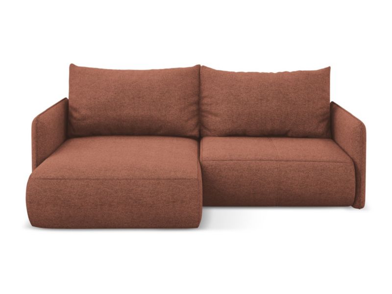 Narożnik lewostronny z funkcją spania Makamii Nanea z tkaniny szenilowej 207x148 cm brudny róż 1 szt.