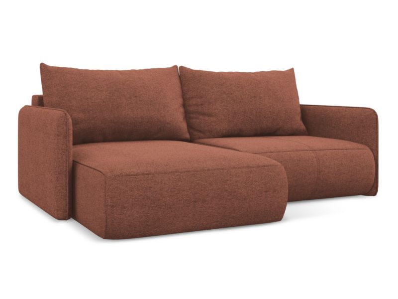 Narożnik lewostronny z funkcją spania Makamii Nanea z tkaniny szenilowej 207x148 cm brudny róż 1 szt.