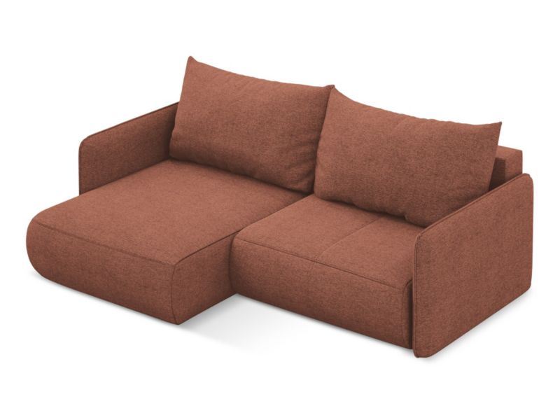Narożnik lewostronny z funkcją spania Makamii Nanea z tkaniny szenilowej 207x148 cm brudny róż 1 szt.