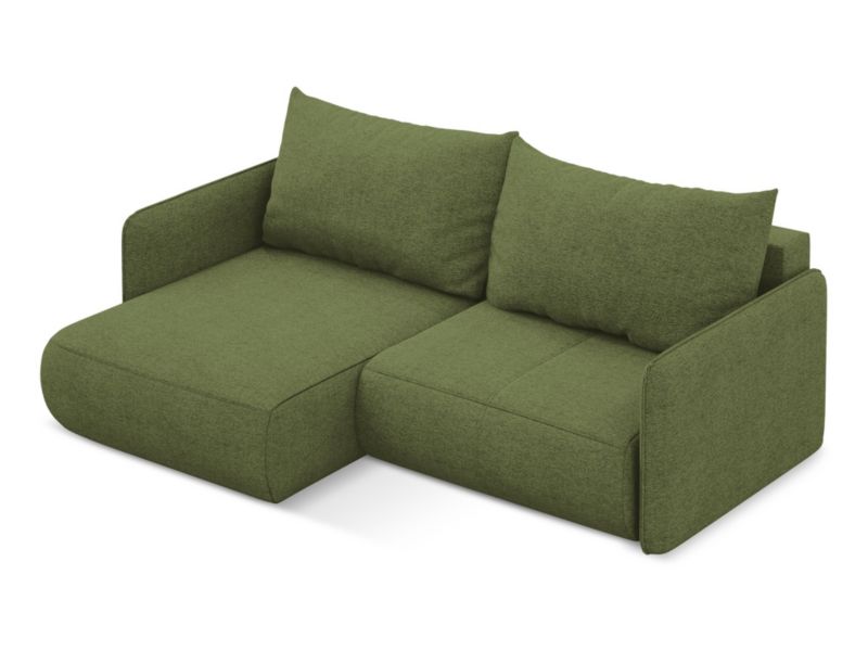 Narożnik lewostronny z funkcją spania Makamii Nanea z tkaniny szenilowej 207x148 cm butelkowa zieleń 1 szt.