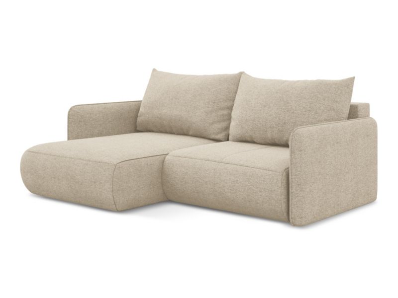 Narożnik lewostronny z funkcją spania Makamii Nanea z tkaniny szenilowej 207x148 cm ciemny beż 1 szt.