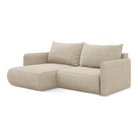 Narożnik lewostronny z funkcją spania Makamii Nanea z tkaniny szenilowej 207x148 cm ciemny beż 1 szt.
