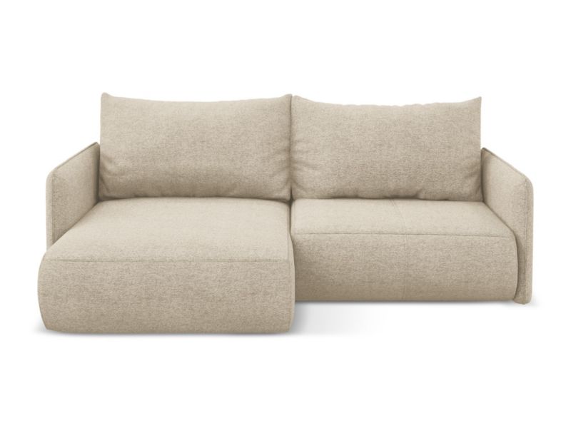 Narożnik lewostronny z funkcją spania Makamii Nanea z tkaniny szenilowej 207x148 cm ciemny beż 1 szt.