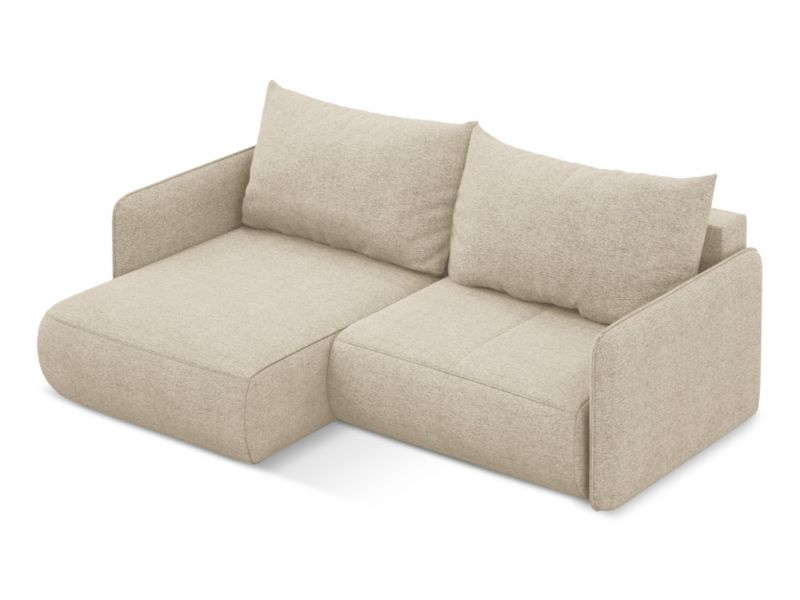 Narożnik lewostronny z funkcją spania Makamii Nanea z tkaniny szenilowej 207x148 cm ciemny beż 1 szt.