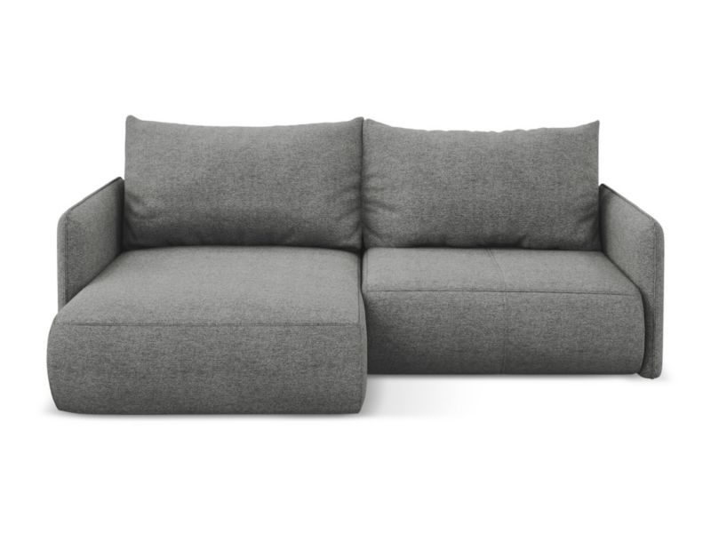 Narożnik lewostronny z funkcją spania Makamii Nanea z tkaniny szenilowej 207x148 cm słoniowy 1 szt.