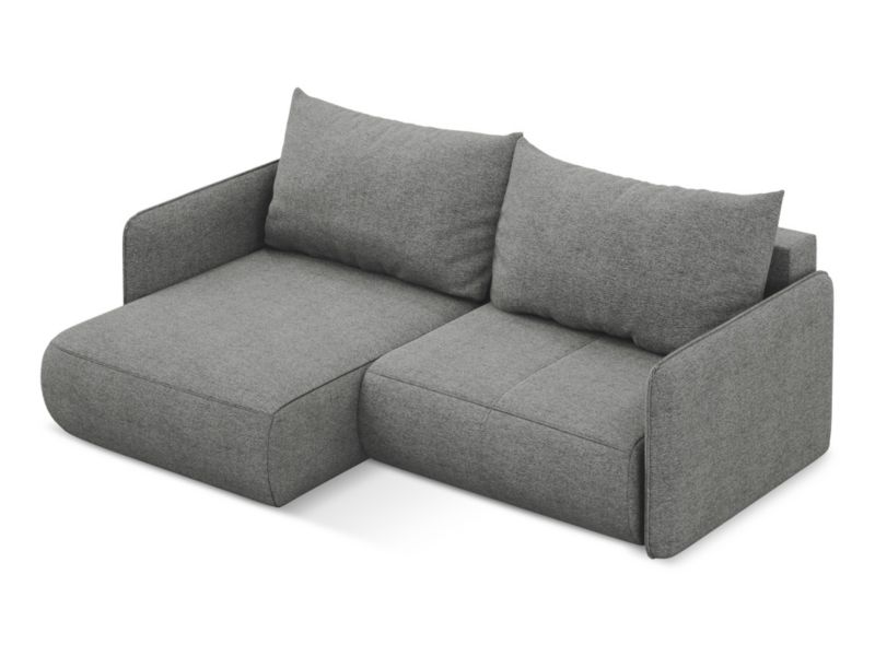 Narożnik lewostronny z funkcją spania Makamii Nanea z tkaniny szenilowej 207x148 cm słoniowy 1 szt.