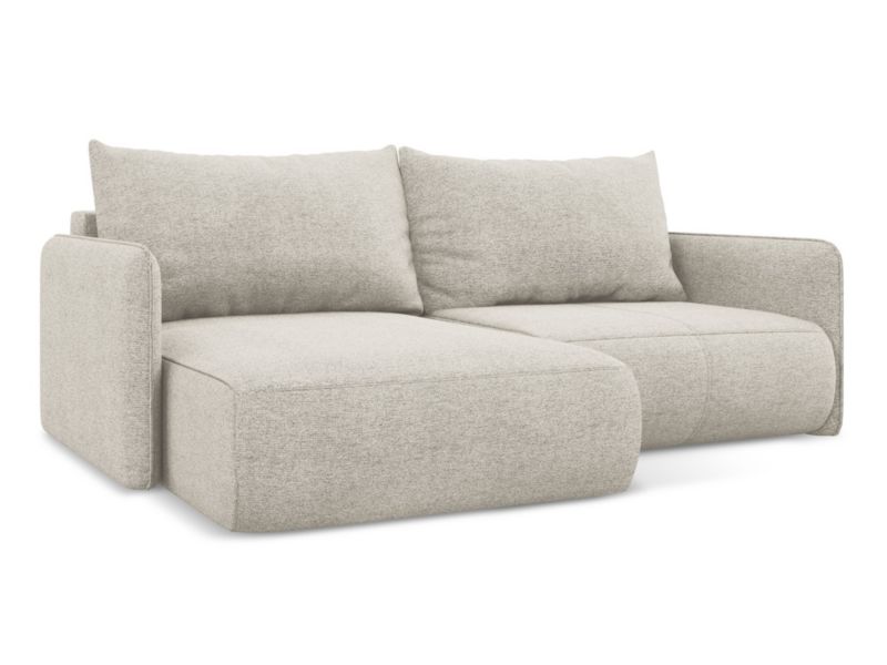 Narożnik lewostronny z funkcją spania Makamii Nanea z tkaniny szenilowej 207x148 cm srebrny 1 szt.