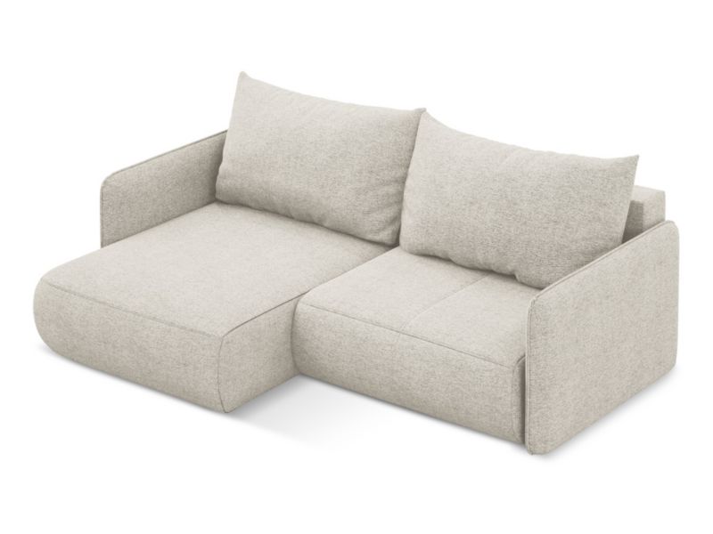 Narożnik lewostronny z funkcją spania Makamii Nanea z tkaniny szenilowej 207x148 cm srebrny 1 szt.