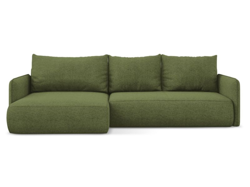 Narożnik lewostronny z funkcją spania Makamii Nanea z tkaniny szenilowej 240x148 cm butelkowa zieleń 1 szt.